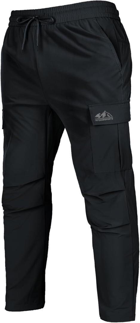Men's Track Pants Outdoor Athletic Running Casual Joggers Pants with Zipper Pockets Lightweight Quick Dry (Medium, Dark Blue)
