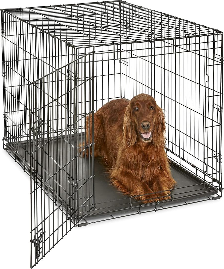 Midwest Homes for Pets 42-Inch New World Crate for Large Breeds, 71-90 lbs, Single Door Folding Dog Crate, Leak-Proof Tray & Secure Latch, Portable, Durable & Easy to Assemble