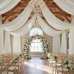 10 ft20 ft Ivory Ceiling Curtain Drapes for Weddings Parties,Wrinkle Free Polyester Draping Fabric Ivory Cream Drapery for Party Tent Canopy Hotel Banquet Hall Ceiling Decor-2 Panels 520ft