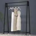 HOMEKAYT Black Metal Clothing Rack, Modern Garment Rack, Heavy Duty Display Rack for Home and Clothing Store, 47''L-Black