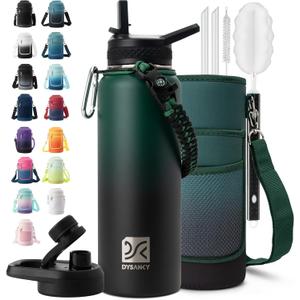 DYSANKY Insulated Water Bottle | Thickened Stainless Steel Vacuum Metal | Portable Sports Water Jug for Gym and Hiking with Straw, Carrier Bag, Handle Strap | BPA-Free 40 oz