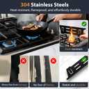 Stove Gap Covers Stainless Steel, Stove Gap Filler, Range Trim Kit for Stove, Counter and Oven, Easy Clean with Heat Resistant, Retractable from 13.8" to 27.5", Width 0.79", Black, 2Pcs