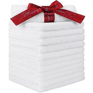 HOMEXCEL Microfiber Washcloths 9 Pack, Highly Absorbent and Soft Face Towel, Multi-Purpose White Wash Cloths for Bathroom, Hotel, Spa, Gym, and Kitchen, 12x12 Inch