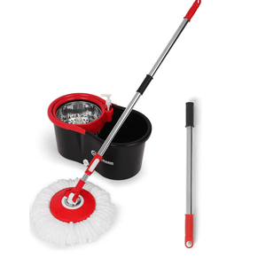 Simpli-Magic 360° Spin Mop and Bucket with Wringer – High-Absorbent Microfiber Washable Heads – Spinning Mop and Bucket Set for All Types Floor Cleaning (Grey)