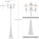 Outdoor Post Light 83", 3-Head White Lamp Post Light Fixture, Waterproof Outside Pole Lamp Post Lantern, Pole Lights Outdoor, Lamppost Street Light for Yard Patio Driveway, E26, 3X60W