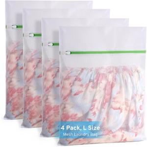 3 x 4 Pcs Mesh Laundry Bags Set for Delicates with AUTO-Lock Zipper, Lingerie Bags for Washing Delicates, Laundry Bags Mesh Wash Bags, Delicates Laundry Bag for Jeans,Blouse,Stocking,Bra(Large,20" x 16")