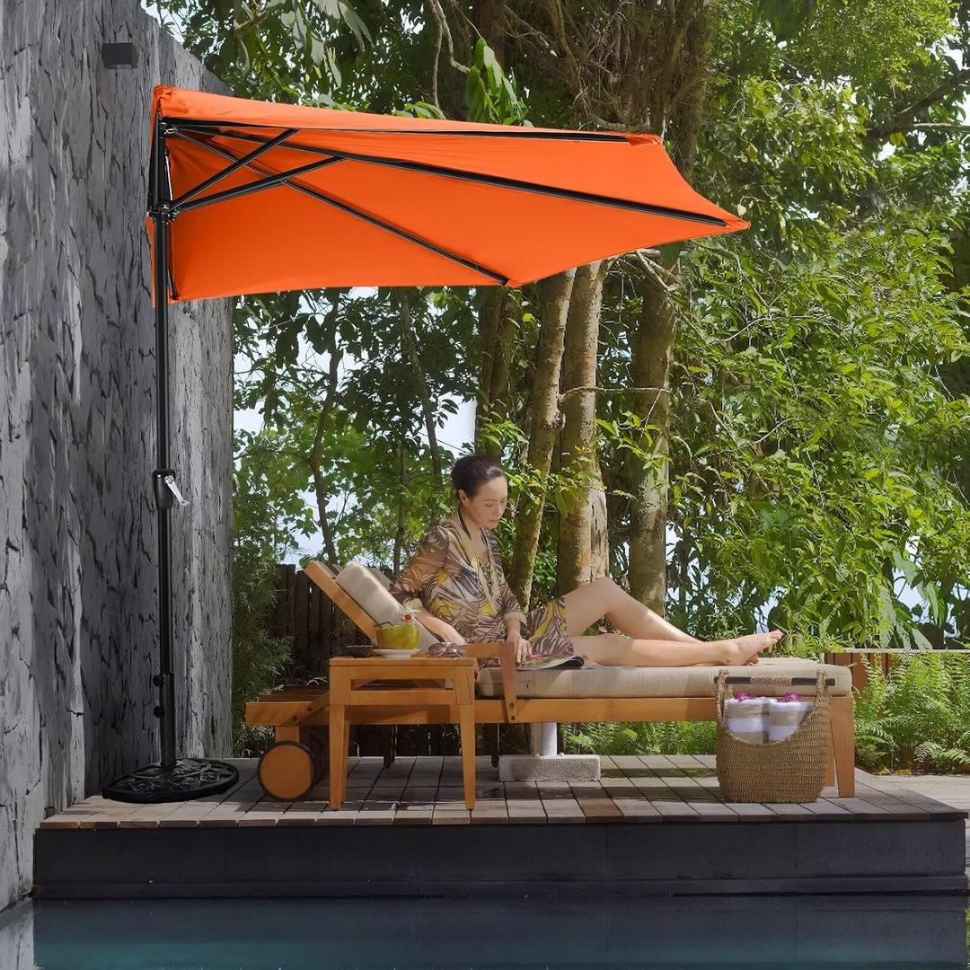ABCCANOPY Patio Umbrella Outdoor Half Umbrellas for Patio, Backyard, Garden, Deck (9FT, Orange)