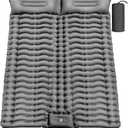 Yuzonc Double Camping Sleeping Pad 4" Ultra-Thick Foot-Pump Design, Lightweight 2-Person Inflatable Sleeping Mat with Pillow for Backpacking, Hiking, Travel, Tent Gray