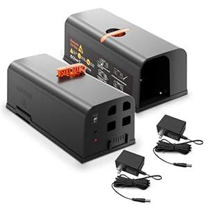 Electric Mouse Trap, 2 Pack Indoor Reusable Electric Mouse Trap Zapper with Anti-Escape Design & Dual Power, Electronic Rat Trap with No-Touch Cleaning for Kitchen, Garage : Patio, Lawn & Garden