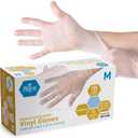 MED PRIDE Medical Vinyl Examination Gloves (Medium, 100-Count) Latex & Rubber Free, Ultra-Strong, Clear Disposable Powder-Free Gloves for Healthcare & Food Handling Use