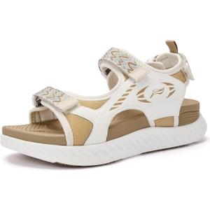 Womens Orthopedic Walking Hiking Sandals with Arch Support for Plantar Fasciitis Relief, Adjustable Strap Quick-Dry Non-Slip Lightweight Summer Outdoor Beach Shoes (Beige, M)