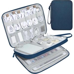 CILLA Electronics Organizer Travel, Travel Cord Organizer Case, Compact Electronics Accessories Bag for Cable, Cord, Charger, Phone (Navy Blue)