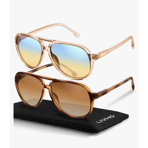 livho Trendy Polarized Aviator Sunglasses Women Men, Retro Sun Glasses for Women Men 2025, Oversized UV Protection Shade