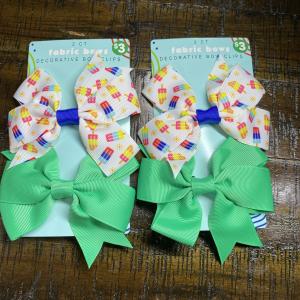 Summer Hair Grosgrain Bow W/Clip R/Y 2 Count 7 Pack