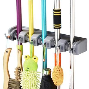 Wakauto 5 Position Wall Mop Holder for Bathroom Kitchen Utility Wall Mount Tool Organizer