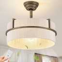 Boho Low Profile Flush Mount Fandelier Ceiling Fan with Light and Remote, Medium