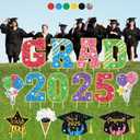 Up to 50 14PCS Graduation Yard Signs Class of 2025, PP Safe Material Waterproof Outdoor Graduation Decoration Lawn Sign with Stakes, Large Congrats Grad Banner Decor for College School Party Colorful