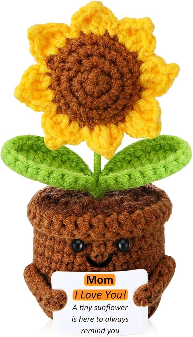 2 x Sunflower Mothers Day Birthday Gifts for Mom from Daughter Son Emotional Support Crochet Sunflower Gifts for Mom Women