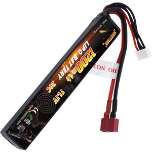 11.1V 1200mAh Airsoft Stick T Plug LiPo Battery 3S 30C Pack for Airsoft Guns AK47,MP5K,MP5,Scar,M249,AUG,AEG