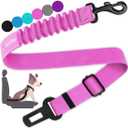 COOYOO Dog Seat Belt, Durability Retractable Dog Car Harness Adjustable Dog Seat Belt for Vehicle Nylon Pet Safety Seat Belts Heavy Duty & Elastic (Set 01 Pack C-Pink)