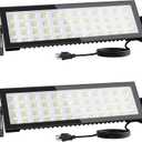 2 Pack LED Shop Lights, 100W 13000LM 6000K Super Bright LED Work Light, IP66 Waterproof Flood Light Outdoor with Plug, LED Shop Lights for Workshop, Garage, Shop, Outdoor