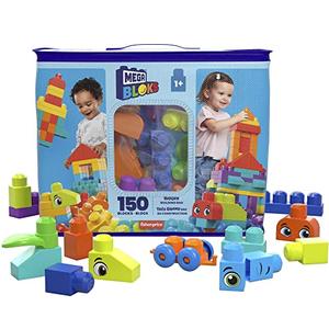 MEGA BLOKS Bigger Building Bag Building Set with 150 Big and Colorful Building Blocks, and 1 Storage Bag, Toy Gift Set for Ages 1 and up
