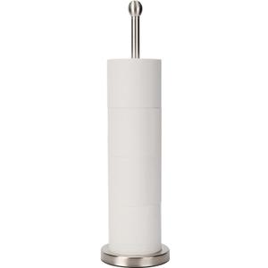 Songtec Toilet Paper Holder Stand with Reserve, Floor Standing Tisse Roll Holder for 4 Rolls, Compact Design Bathroom Toilet Paper Storage - Brushed Nickel