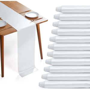 12 Pack White Satin Table Runners, 12 x 108 Inches Silky Long Table Runner Decor, Bright Smooth Luxury Party Table Runner Decorations for Birthday Holiday Banquet