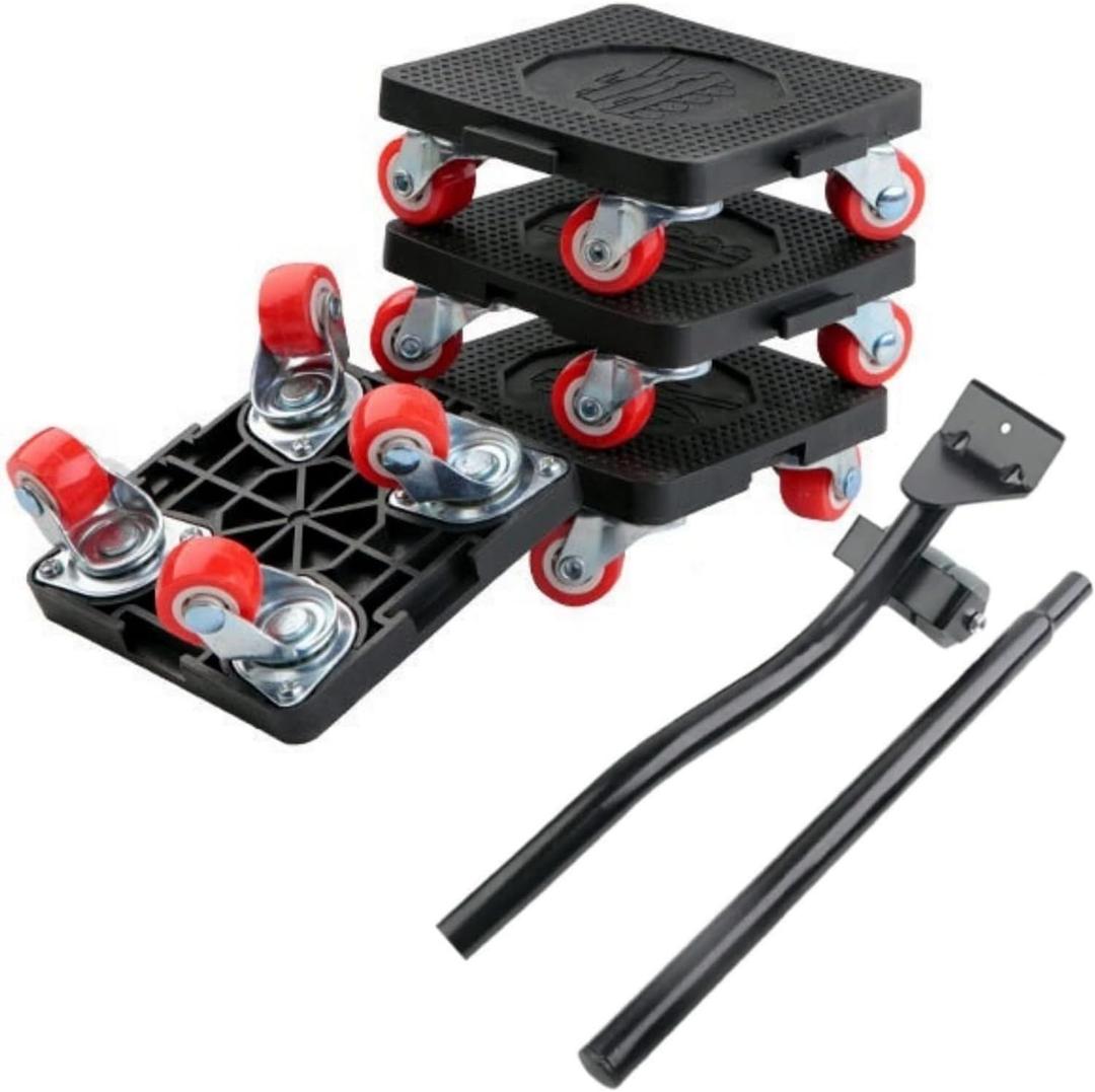 Heavy Duty Furniture Lifter Tool Sets with 4 Sliders and Crowbar,Furniture Mover with 4 360 Rotation Wheels,660 Lbs Capacity,for Moving Heavy Furniture, Refrigerator, Sofa, Cabinet(6 Pcs/Set)