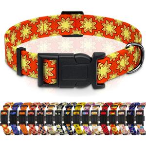 Seyezo Dog Collar, Classical Indian Spirit Boys Girls Puppy Collar for Small Medium Large Dogs, Adjustable Soft Indian Pet Collar with Safety Buckle for Male Females(Yellow,XL)