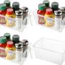 Hedume 4 Pack Plastic Storage Bins with Handle, BPA-Free Kitchen Pantry Cabinet Refrigerator Food Storage Organizer for Snacks, Food, Produce, Pasta