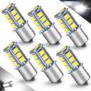 1156 7506 RV LED bulbs, White Super Bright 12 Volt 1073 1141 1003 P21W Bulbs for Boat RV interior Camper Light, LED Car Backup Tail Light, 5050 18-SMD, Pack of 6 (Polar Sensitivity White)