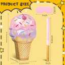 Capoda Ice Cream Piata 15.8" x 9.5" Pink Dessert Cone Shaped Piata with Stick Blindfold for Ice Cream Birthday Summer Baby Shower Wedding Party Supplies Decor