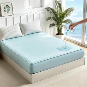 Tokokimo Breathable Fitted Sheet King, Non-Slip ＆ Waterproof Sheets | Mattress Protector for Hot Sleeper, Fitted Sheet Only, with 360° Elastic Corner Straps, Non-Slip Deep Pocket Fits up 8-16''