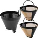 Replacement Parts 1pcs Filter Basket Holder with 2pcs Gold Tone filter, Compatible with Cuisinart Coffee Makers DCC-1200
