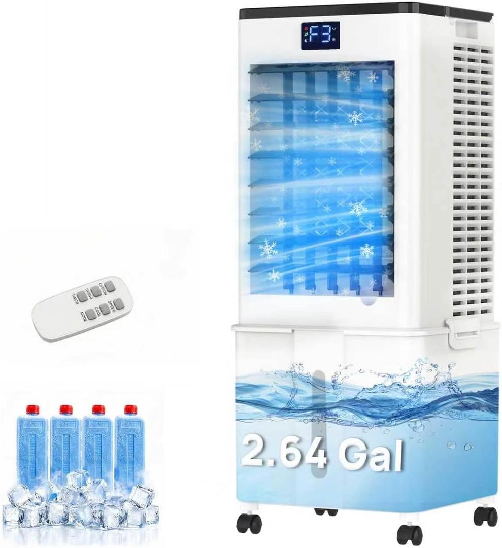 Swamp Cooler, 26 ft/s Windowless Portable Air Conditioners for Room, 8.5"D x9"W x 24"H