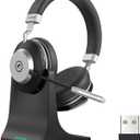 Wireless Headset with Mic for Work, Bluetooth Headset with Microphone (AI Noise Cancelling), 60 Hours Woktime Wireless Headphone for Work from Home/Call Center/Office/PC/Laptop/Computer/Zoom/Teams