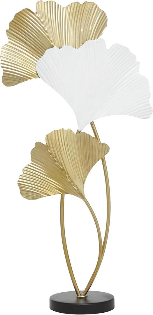 Deco 79 Metal Leaf Decorative Sculpture Home Decor Statue, Accent Figurine 14" x 5" x 24", White