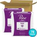 Poise Incontinence Pads for Women/Bladder Leakage Pads/Bladder Control Pads, 7 Drop, Ultra Absorbency, Long Length, 78 Count