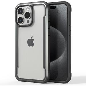 RAPTIC Shield for iPhone 15 Pro Max Case, Shockproof Protective Clear Case, Military Grade 10ft Drop Tested, Durable Aluminum Frame, Anti-Yellowing Technology Case, 6.7 inch, Black