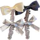 4-Piece No Damage Soft Elastic Spiral Hair Ties, Telephone Cord Ties with Bowknot and Pearl, Coil Bands for Ponytail, Braided Elegant Hairstyles, Women's Accessories Gift