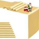 10-Pack Light Gold Satin Table Runner 12 x 108 Inch Long Bright and Smooth Silk Fabric Table Runner for Wedding Banquet Birthday Party Decoration