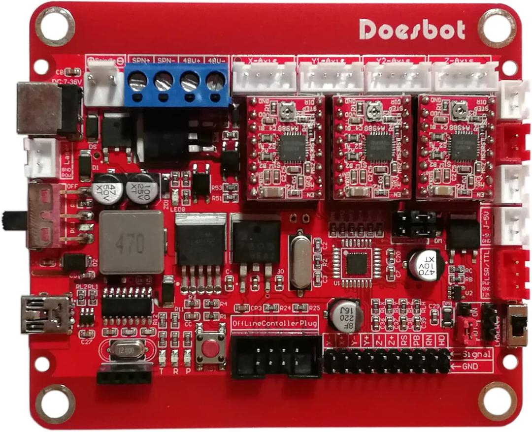 GRBL 1.1 CNC 3-Axis Control Board - Supports 48V 500W DC Spindle and 12V 60W Laser with Power Switch for DIY Mini Wood Router CNC 1310, 1610, 3018 PRO, 3018 PRO-MAX