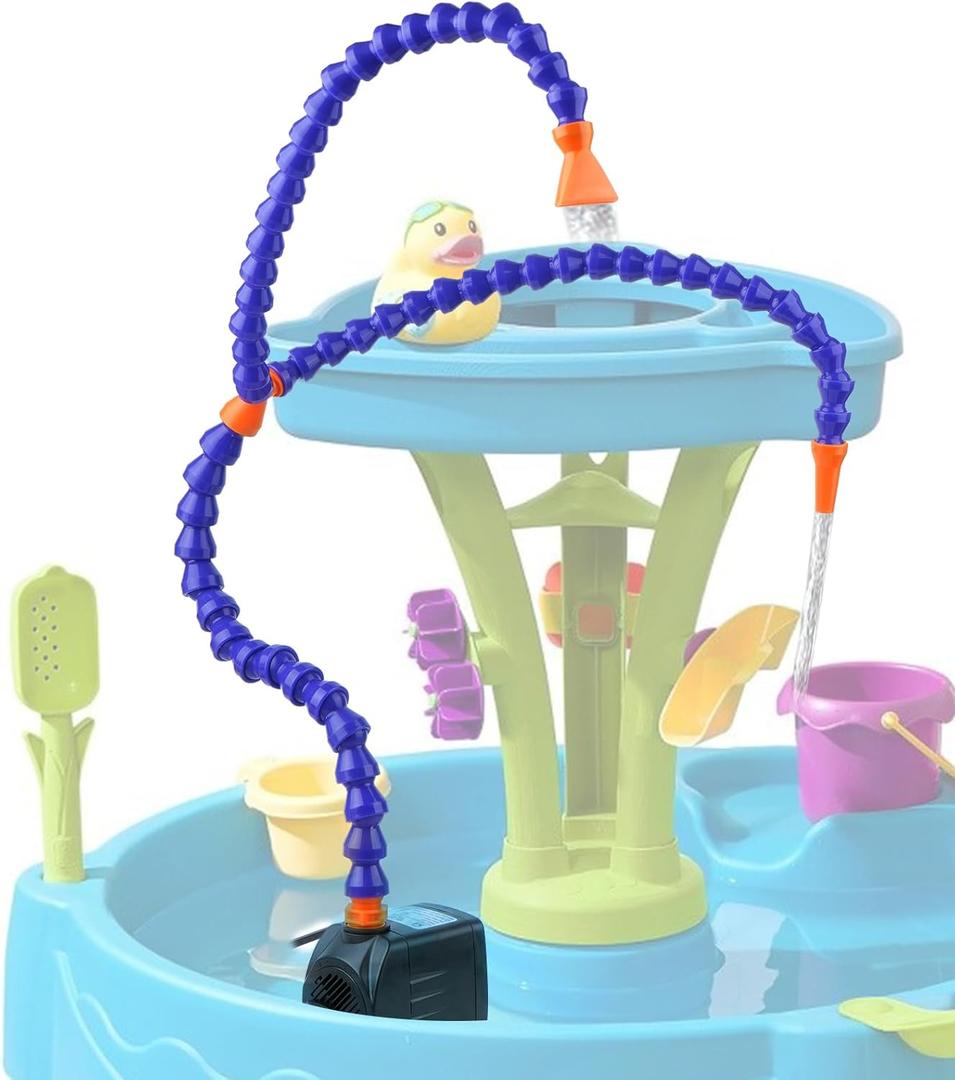 Two Way Water Table Pump Kids Sand Water Play Table Pump with 5FT Charging Cord Splash Fun Summer Outdoor Toddler Activity Accessories Water Game Toys