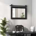 COGOOD Farmhouse Barn Door Mirror - 25" x 18" Rustic Wood Framed Decrative Mirror for Bathroom, Living Room, Entryway Wall Decor (Black)