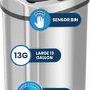 iTouchless 13 Gallon Oval Sensor Trash Can with Odor Filter, Fingerprint-Proof Stainless Steel, 50 Liter Automatic Kitchen Garbage Bin, Smart Hands-Free Motion Lid, Quiet Soft-Close, Brushed Silver