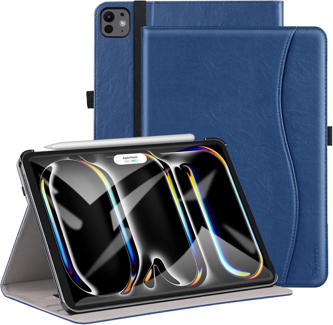 ZtotopCases for iPad Pro 12.9 6th/5th/4th/3rd Generation Case 2022/2021/2020/2018, Premium PU Leather Folio Cover, Auto Wake/Sleep, Multi Viewing Angles, Supports Pencil Pro and Touch ID, Blue