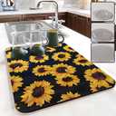 Dish Drying Mat Foldable Fall Kitchen Drying Mat Absorbent Sink Mat Multi-Purpose Coffee Pad Easy To Clean,Kitchen Gadgets,sunflower decor(sunflower) (12*16inches)