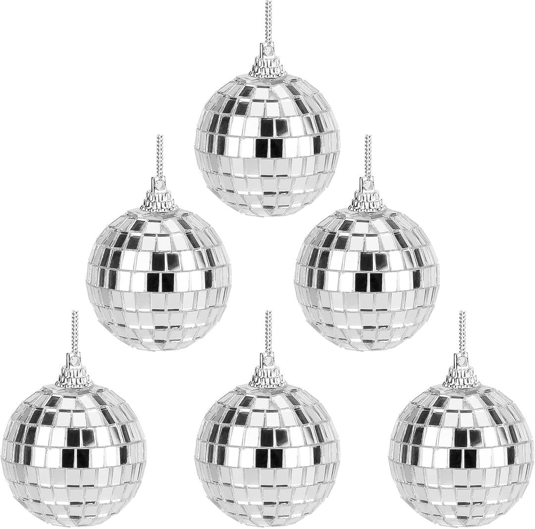 Mirror Disco Balls Set - Silver Disco Party Decoration Bright Reflective Mirror Christmas Balls Easy to Hang Suitable for Christmas, Wedding, Family Party Decoration