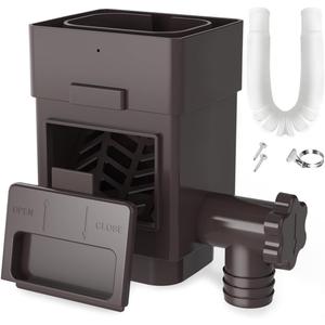 Anivia Rainwater Collection System, Downspout Diverter Fits for 2x3 or 3x4 Inch Standard Downspouts, Rain Barrel Diverter Kit with Adjustable Valve and Filter. 5ft Hose - Brown